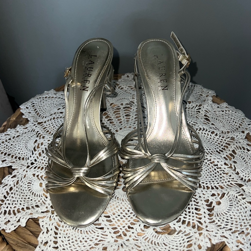 Gold Sling Back Ralph Lauren Heels